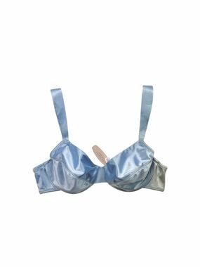 NWT Y2K VS Satin Baby Blue Underwire Bra 36B Flawed